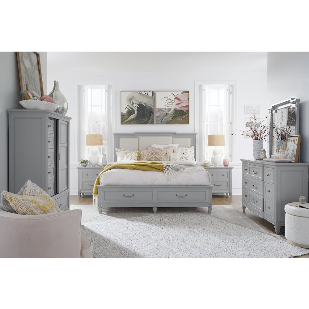 Glenbrook Pebble King Upholstered Panel Storage Bed