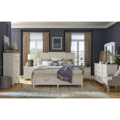 Willowbrook Egg Shell White With Slight Rub Through King Panel Storage Bed