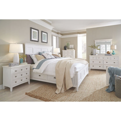 Chalk White And Dovetail Grey 2 Tone Drawer Dresser With Landscape Mirror