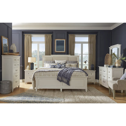 Willowbrook Egg Shell White With Slight Rub Through King Panel Upholstered Bed
