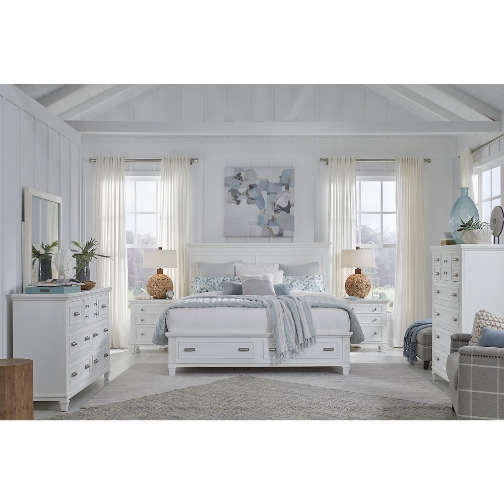 Charleston White Dove King White Panel Storage Bed