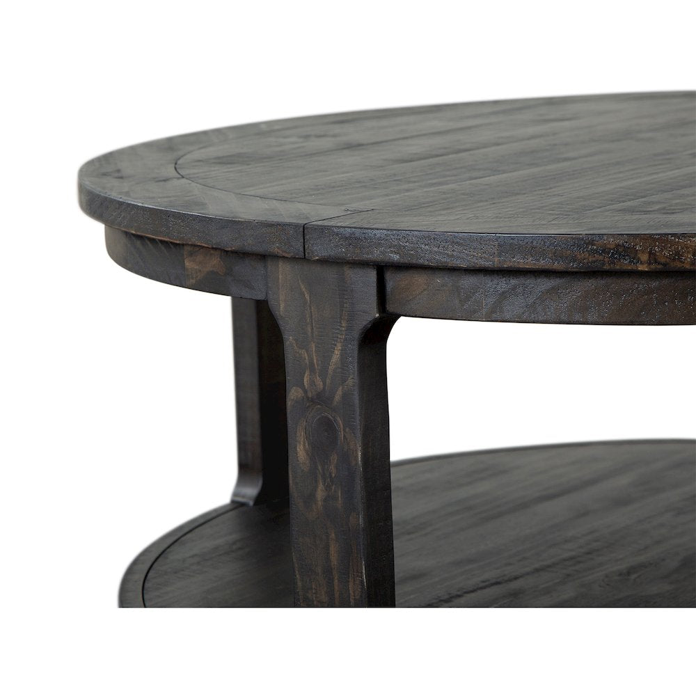 Boswell Peppercorn Round Cocktail Table With Casters