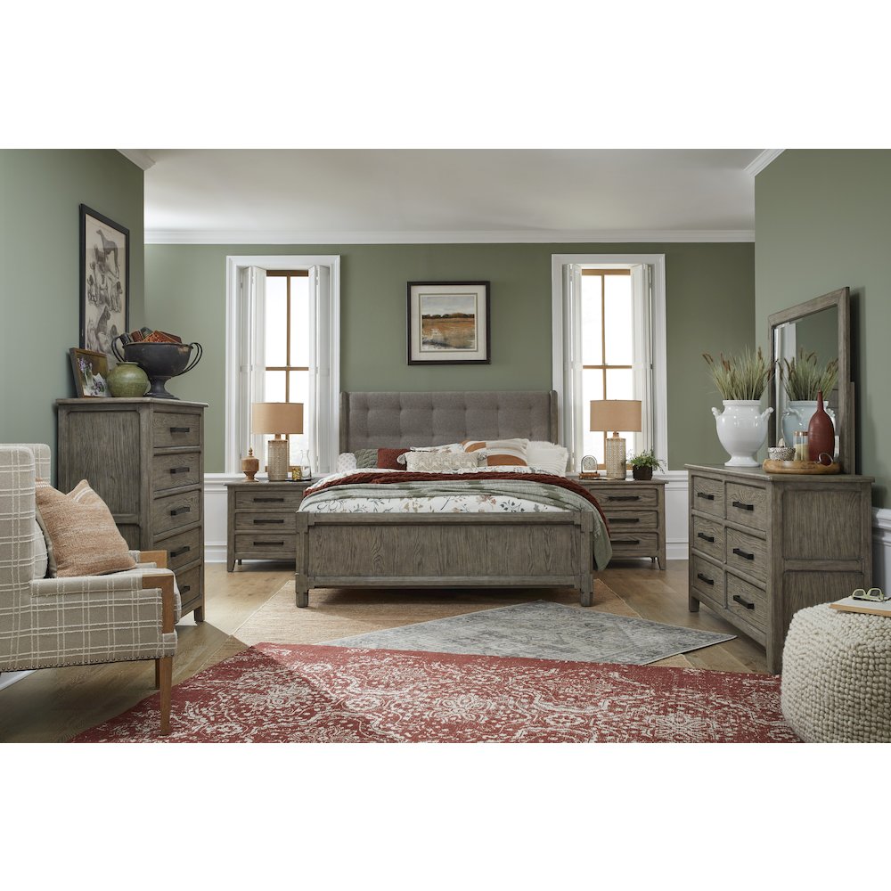 Claremont Smokey Taupe California King Upholstered Panel Bed