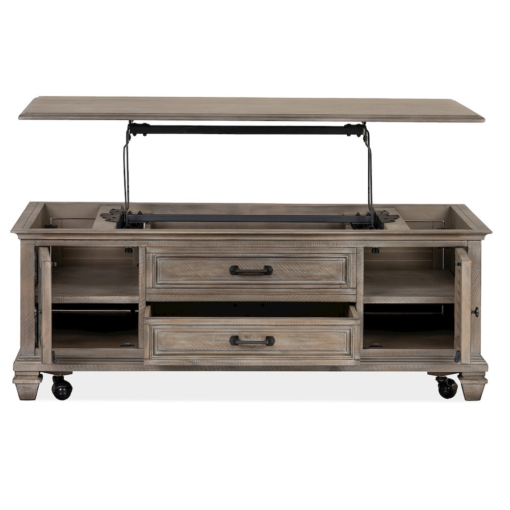 Lancaster Dovetail Grey Lift Top Storage Cocktail Table With Casters