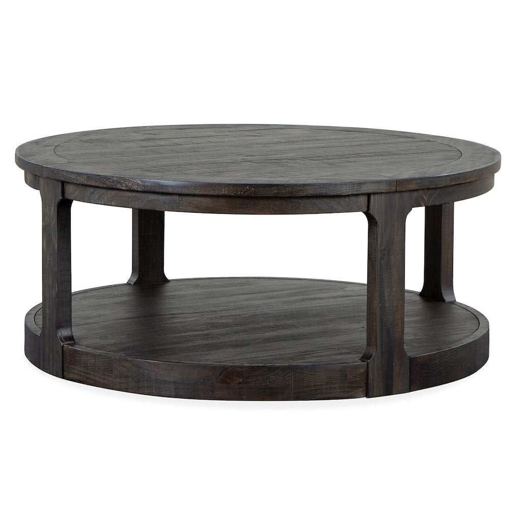 Boswell Peppercorn Round Cocktail Table With Casters