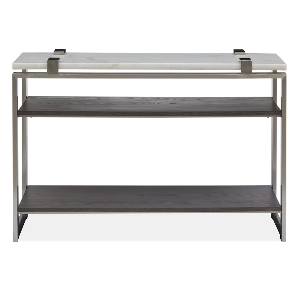 Pearl White And Roasted Almond And Brushed Platinum Rectangular Sofa Table
