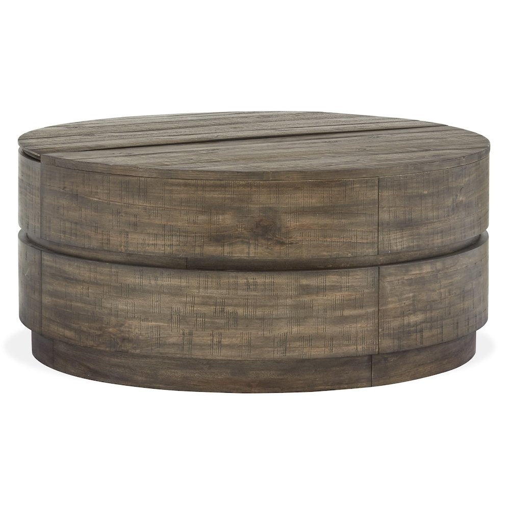 Baisden Tobacco Round Lift Top Cocktail Table With Casters