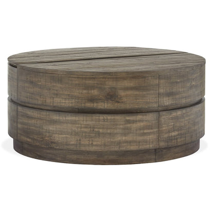 Baisden Tobacco Round Lift Top Cocktail Table With Casters