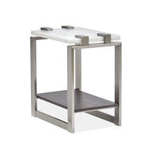 Pearl White And Roasted Almond And Brushed Platinum Rectangular Accent Table