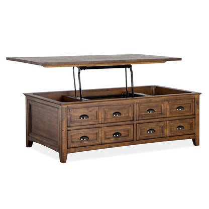 Bay Creek Toasted Nutmeg Lift Top Storage Cocktail Table With Casters