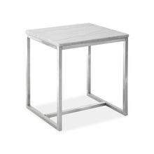 Esme White Marble And Brushed Nickel Rectangular End Table