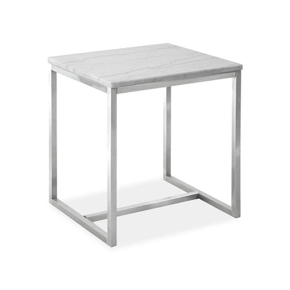Esme White Marble And Brushed Nickel Rectangular End Table