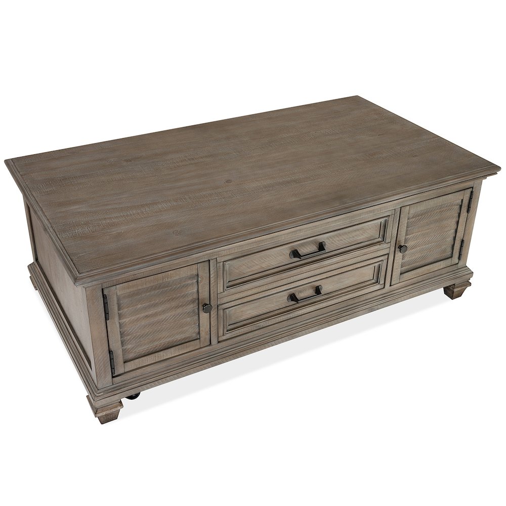 Lancaster Dovetail Grey Lift Top Storage Cocktail Table With Casters