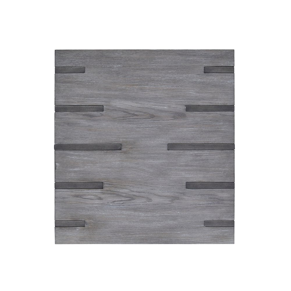Eldridge Weathered Gravel And Satin Bronze Rectangular End Table