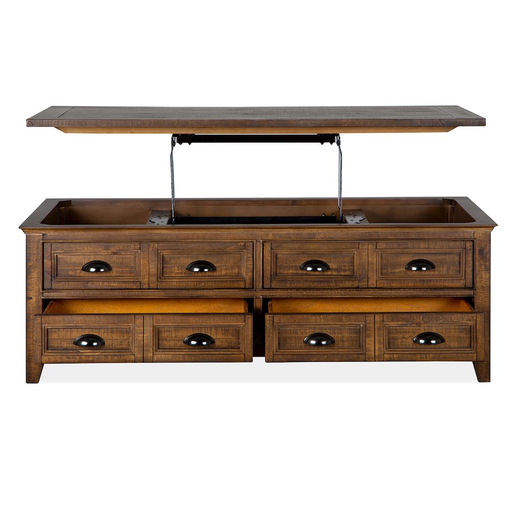 Bay Creek Toasted Nutmeg Lift Top Storage Cocktail Table With Casters