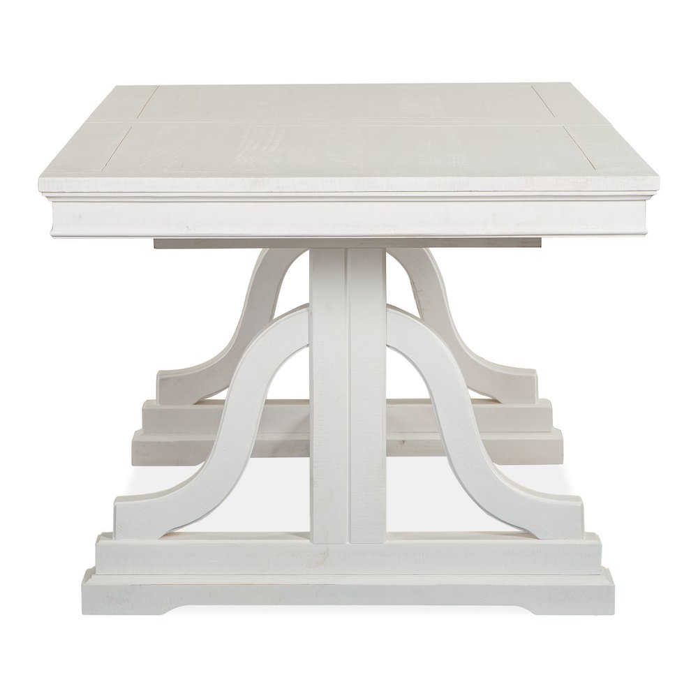 Heron Cove Chalk White And Dovetail Grey Extendable Trestle Dining Table