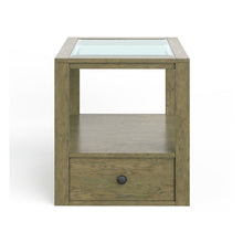 Hardison Warm Stone And Clear Glass Rectangular End Table