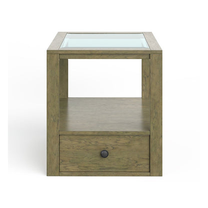 Hardison Warm Stone And Clear Glass Rectangular End Table