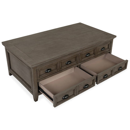 Paxton Place Dovetail Grey Lift Top Storage Cocktail Table With Casters