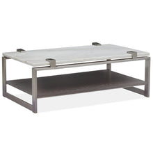 Pearl White And Roasted Almond And Brushed Platinum Rectangular Cocktail Table
