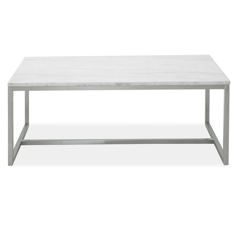 Esme White Marble And Brushed Nickel Rectangular Cocktail Table
