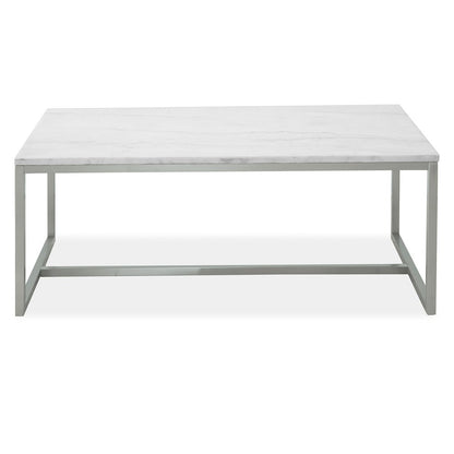 Esme White Marble And Brushed Nickel Rectangular Cocktail Table