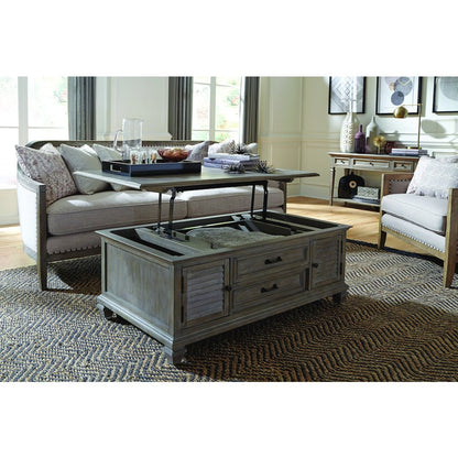 Lancaster Dovetail Grey Lift Top Storage Cocktail Table With Casters