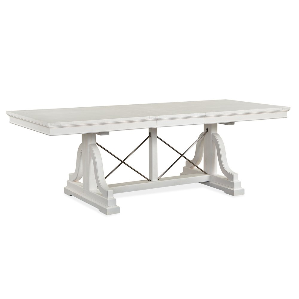 Heron Cove Chalk White And Dovetail Grey Extendable Trestle Dining Table