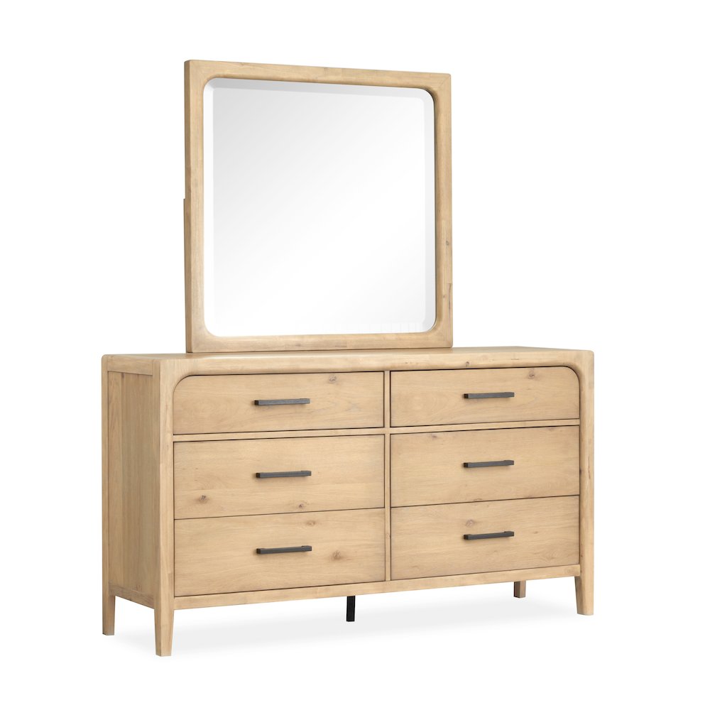 Somerset Butternut Double Drawer Dresser With Landscape Mirror