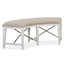 Heron Cove Chalk White And Dovetail Grey Upholstered Curved Bench