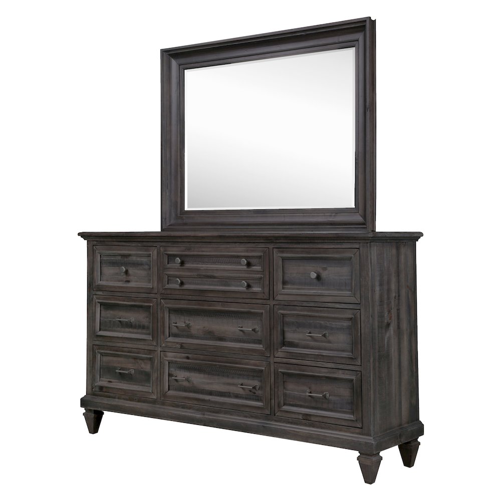 Calistoga Weathered Charcoal Drawer Dresser With Landscape Mirror