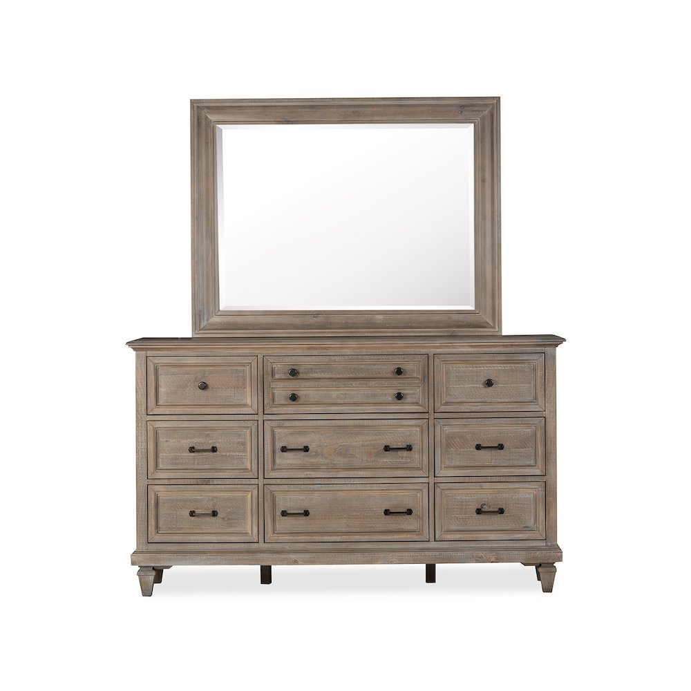 Lancaster Dovetail Grey Drawer Dresser With Landscape Mirror
