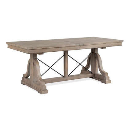 Paxton Place Dovetail Grey Extendable Trestle Dining Table