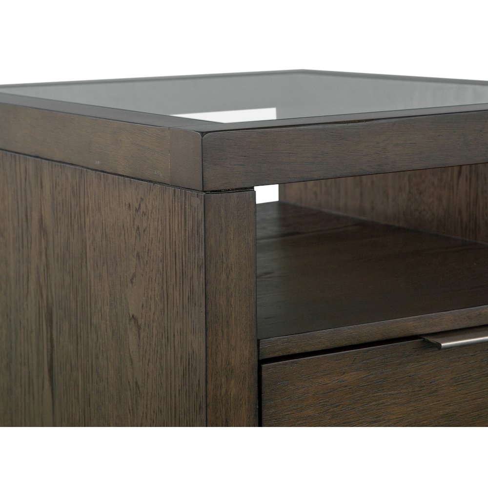 Merrick Homestead Brown And Clear Glass Rectangular End Table