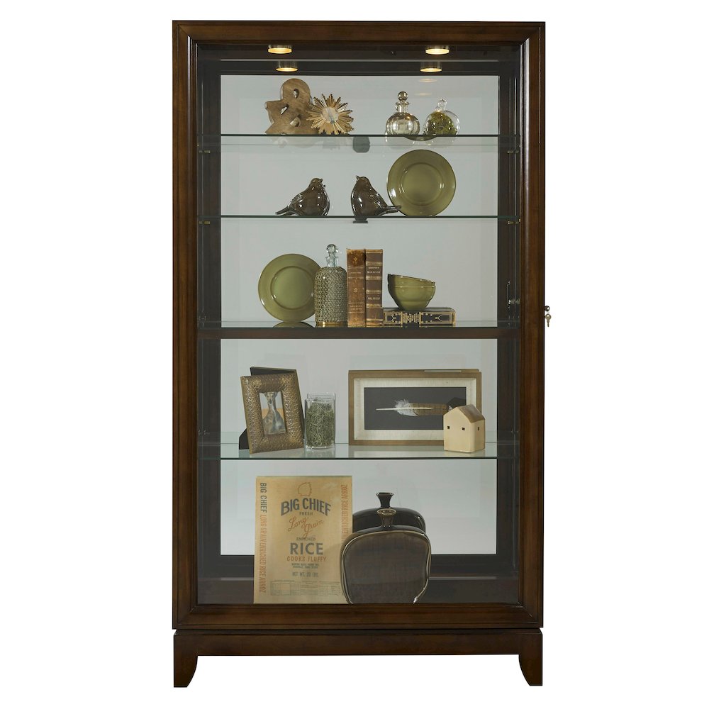 Pulaski Curios Deep Brown Sliding Door 5 Shelf Curio Cabinet