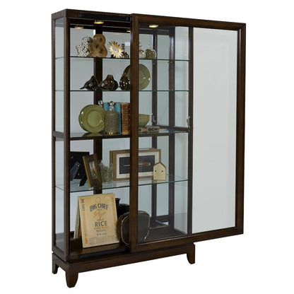 Pulaski Curios Deep Brown Sliding Door 5 Shelf Curio Cabinet