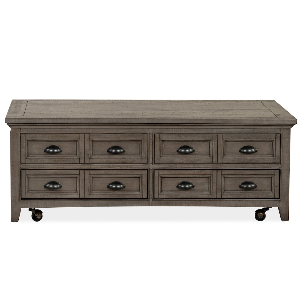 Paxton Place Dovetail Grey Lift Top Storage Cocktail Table With Casters