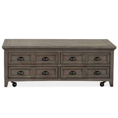 Paxton Place Dovetail Grey Lift Top Storage Cocktail Table With Casters
