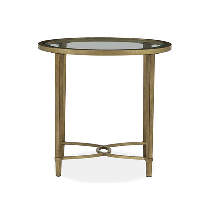 Copia Antiqued Silver With Gold Tint Oval End Table