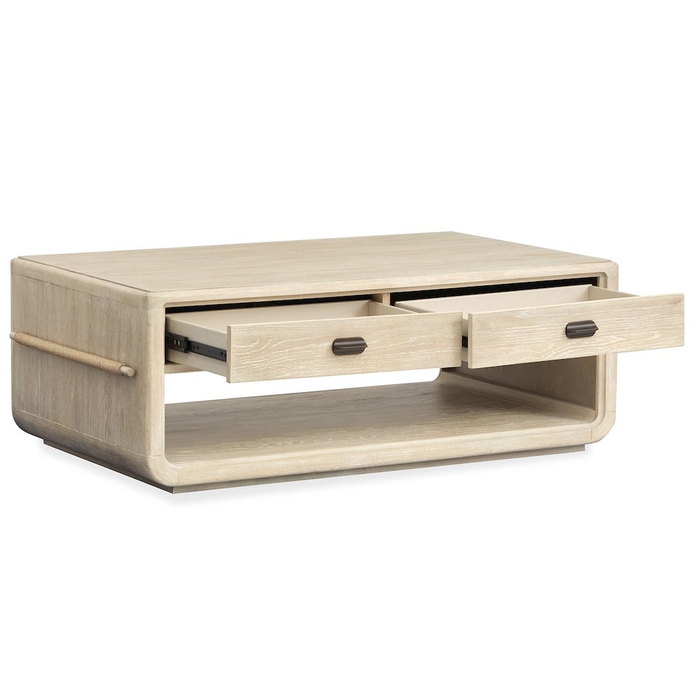 Sunset Cove Sanibel Brown Rectangular Cocktail Table With Casters