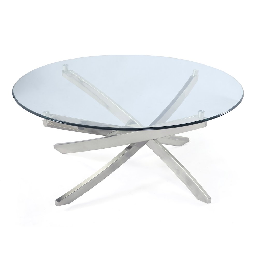 Zila Brushed Nickel Round Cocktail Table