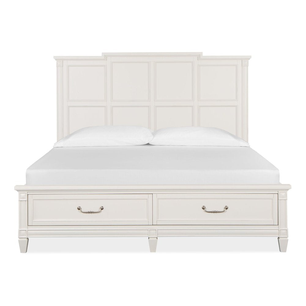 Willowbrook Egg Shell White With Slight Rub Through King Panel Storage Bed