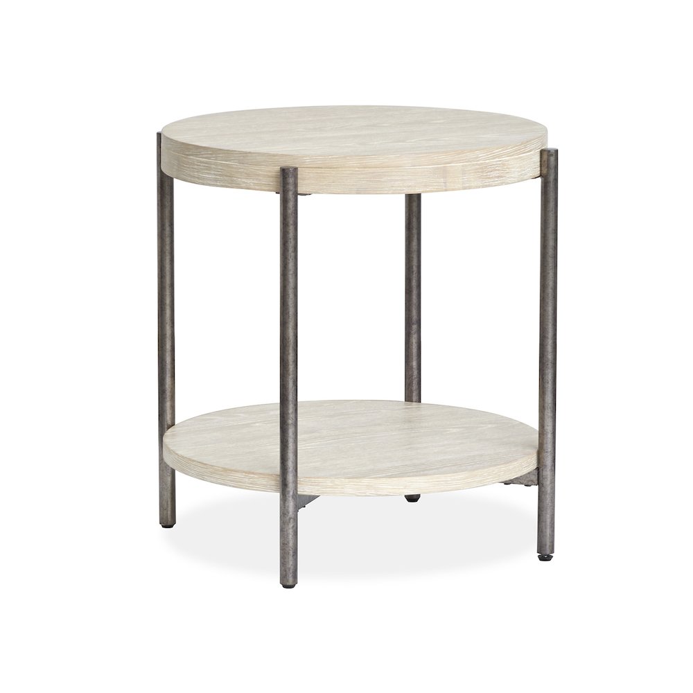 Jennings Edgecomb Grey And Weathered Antique Nickel Round End Table