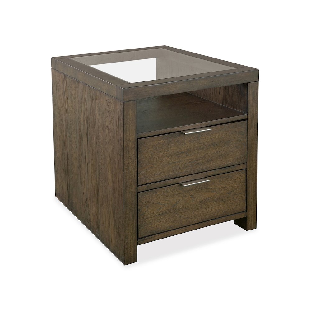 Merrick Homestead Brown And Clear Glass Rectangular End Table