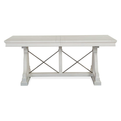 Heron Cove Chalk White And Dovetail Grey Extendable Trestle Dining Table
