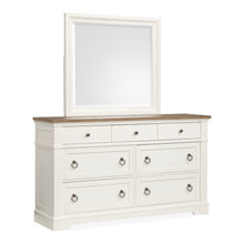 Kingston Whisper White And Cerused Nutmeg Drawer Dresser With Landscape Mirror