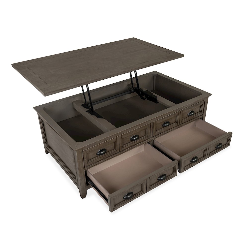 Paxton Place Dovetail Grey Lift Top Storage Cocktail Table With Casters