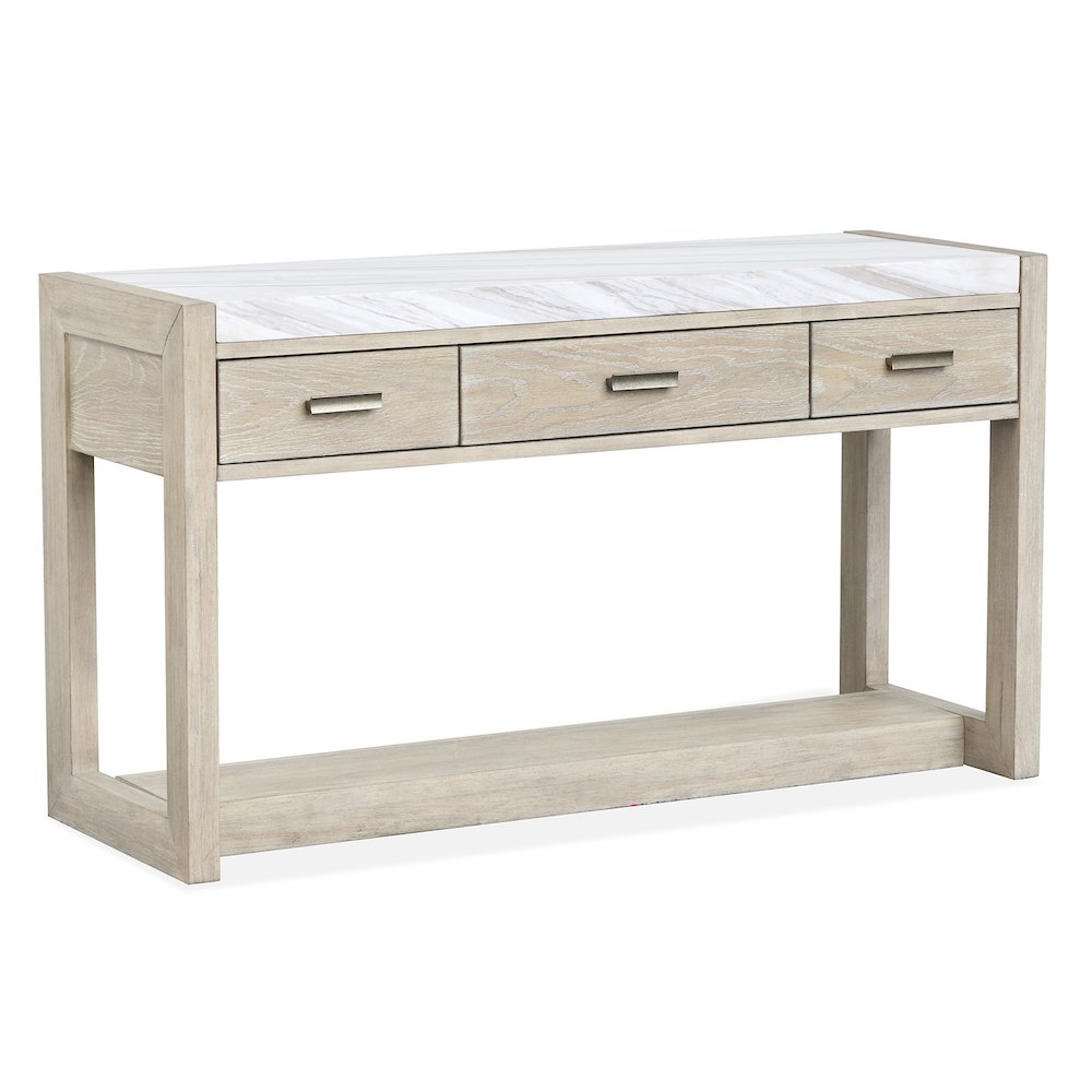 Preston Gallery Buff And Antique Silver Rectangular Sofa Table