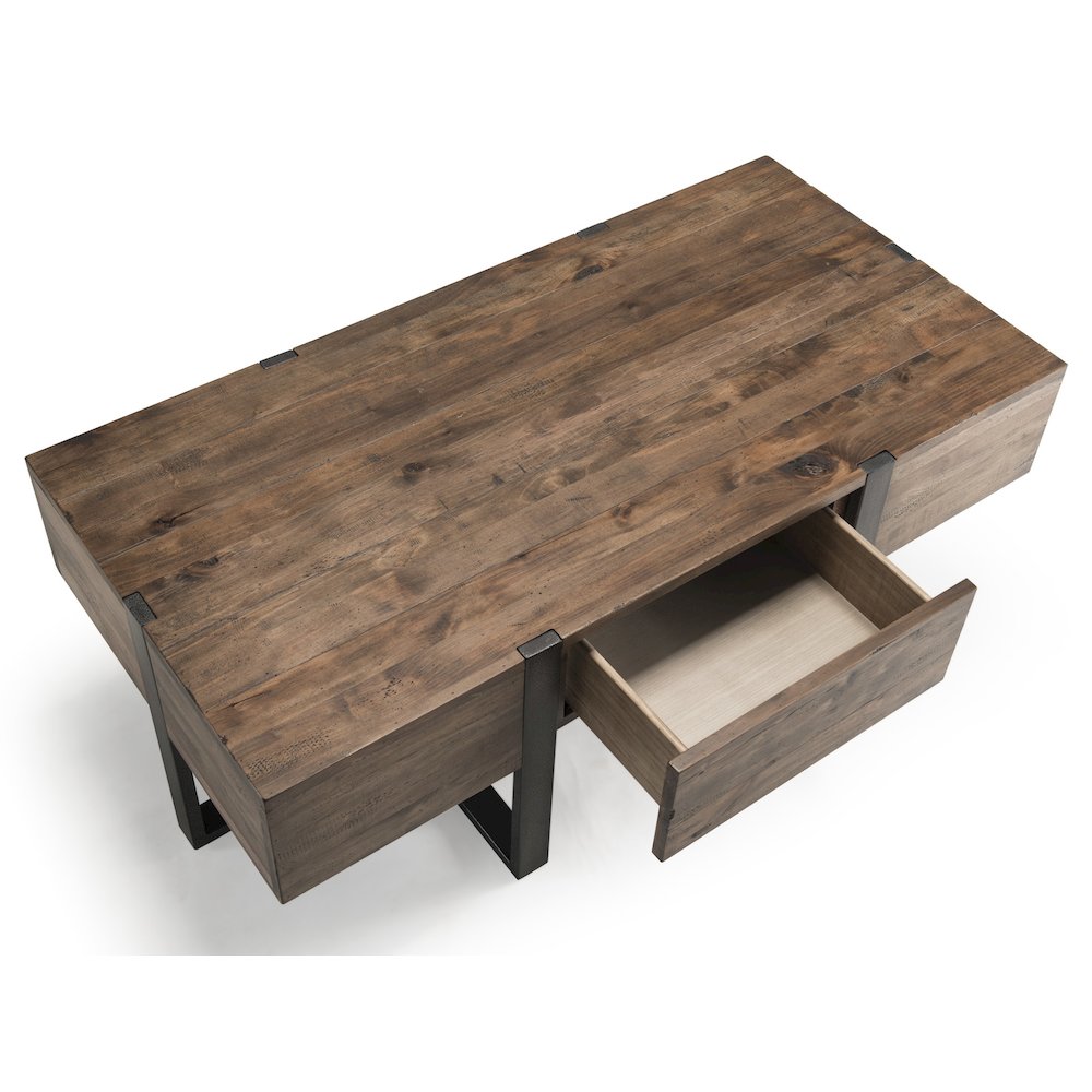 Prescott Rustic Honey And Distressed Iron Condo Rectangular Cocktail Table