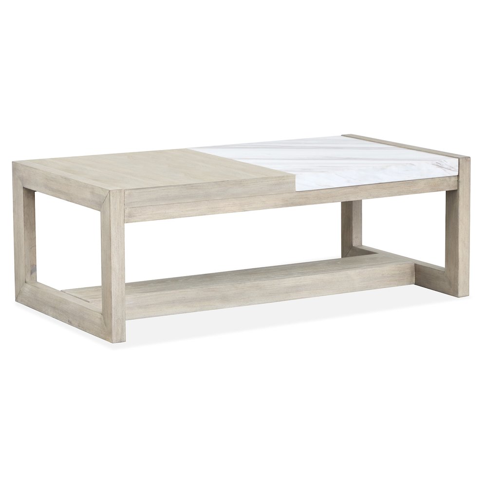 Preston Gallery Buff And Antique Silver Rectangular Cocktail Table
